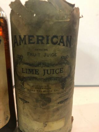 AMERICAN SODA FOUNTAIN CO LIME JUICE SYRUP ANTIQUE BOTTLE PHARMACY APOTHECARY 3