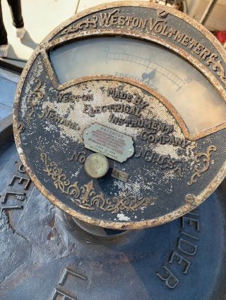 Antique 1890s Weston Voltmeter Steampunk Gage Newark NJ For Parts/repair/display 3