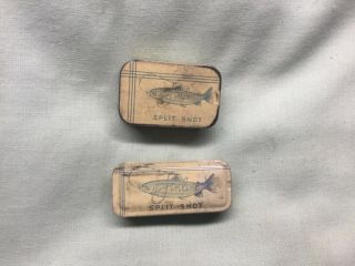 2 Vintage Finline Split Shot Tins