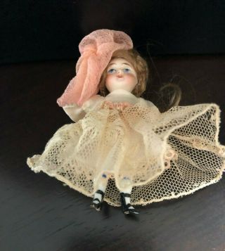 Antique Germany Porcelain Bisque Baby Doll With Mohair and Movable Arms 2