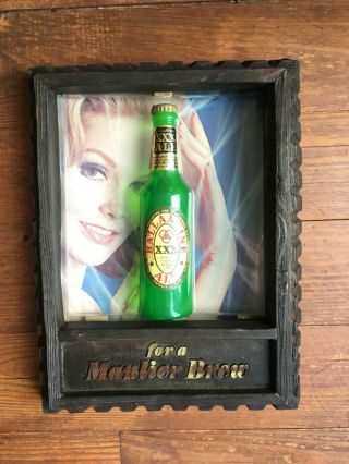 Rare Vintage Ballantine Xxx Ale Beer Bar Sign Shadowbox - " For A Manlier Brew "