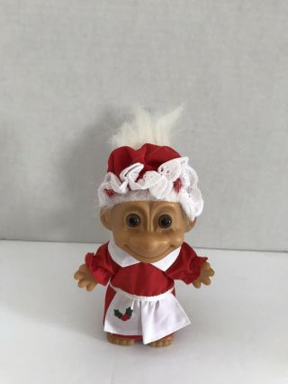 Vintage Christmas Russ Troll Doll Mrs Santa Claus 5 " Red White