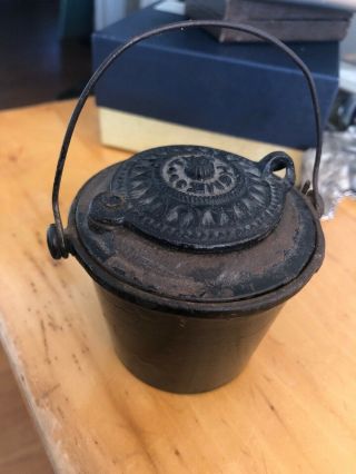 Antique Cast Iron Hide Glue Pot “the Home” With Swastika Good Luck Symbol