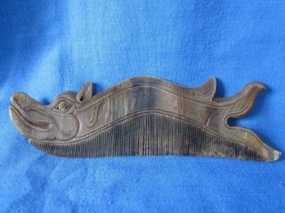 Antique Hand Carved Cow Bone Dragon Shape Hair Nit Comb.  Chinese? Oriental?