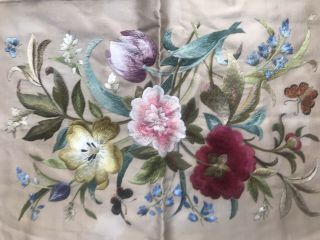 Vintage Hand Embroidered Picture Panel