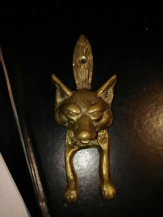 Vintage; Old Solid Brass Fox Door Knocker