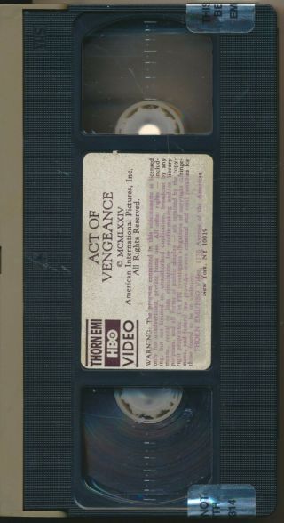 Act of Vengeance aka Rape Squad Rare Thorn/EMI Horror Revenge Exploitation VHS 3