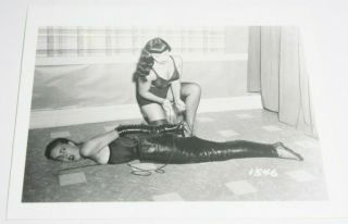 Vtg Rare Risque Bettie Page Irving Klaw Pinup Girl Art Burlesque Bondage Photo