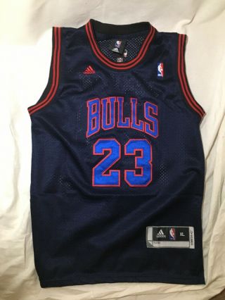 Rare Michael Jordan Youth Jersey Adidas Xl Blue Red Bulls Embroidered