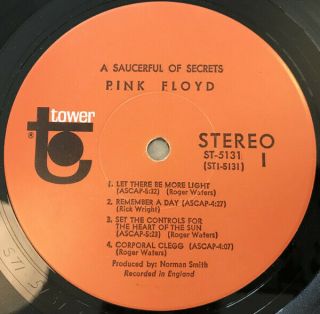 Pink Floyd ‎– A Saucerful Of Secrets - Orig Us 1968 Vintage Vinyl - Rare