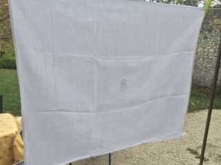 One Antique French Cotton Linen Hand Towel Kitchen Br Monogram 33” X 27” Damask