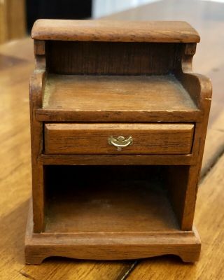 Dollhouse Furniture Hall/end Table/night Stand Stained Wood Vintage 1:12 Drawer