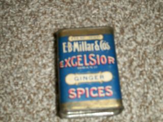 Vintage Spice Tin Rare E B Millar Excelsior Ginger Brand Chicago Denver 2 Oz Old