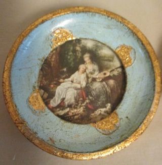 Vintage Italy Gold Gilt Florentine Tole Wood Round Pictures 2