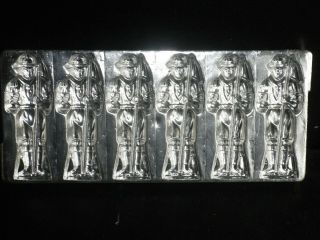 Vintage Metal Chocolate Mold Flat Of 6 Scouts With Flags.