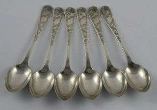 Set 6 Antique Edwardian Solid Sterling Silver Teaspoons 1902 118 G
