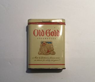 Rare Vintage Old Gold Tin Flip Top Cigarette Container Box