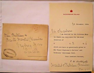 Ww1 Princess Mary Tin Christmas Present Donation Letter Rare Nov 1914