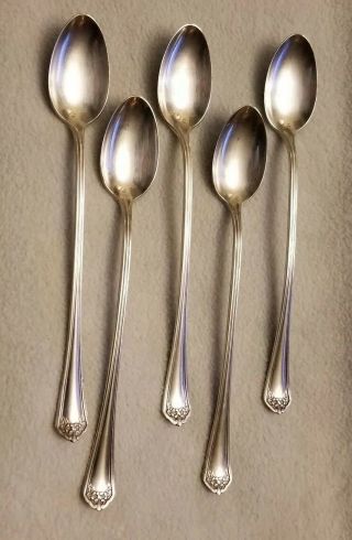Set 5 Vintage Wm Rogers & Son Silver Plate Tea Spoons 1912 Kensington Flatware