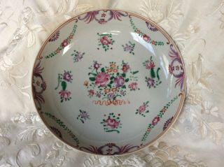 Chinese Antique Porcelain 8 In Bowl Dish 18th C Qianlong Famille Rose