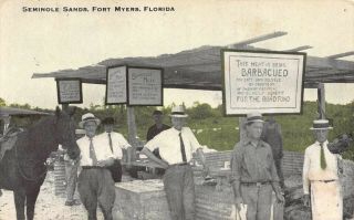 Fl 1910’s Rare Florida Bbq Stand At Seminole Sands Ft.  Myers,  Fla - Lee County