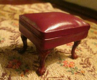 Vintage Bespaq Miniature Dollhouse Wood Piano Seat Bench Stool Ottoman 1:12
