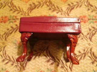 Vintage Bespaq Miniature Dollhouse Wood Piano Seat Bench Stool Ottoman 1:12 3