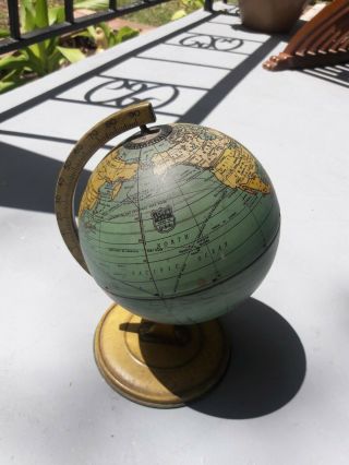 Small Antique J.  Chein & Company Lithograph World Globe Circa 1920s