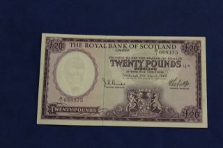 Scotland / Royal Bank Of Scotland / 20 Pounds 1969 P.  332/ Xf / Rare
