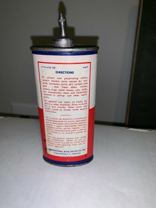 1950 ' S BLUE RIBBON 4 OUNCE PENETRATING OIL CAN Metal Spout And Cap Rare 3