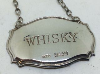 Fantastic Antique Vintage Solid Silver Whisky Bottle Decanter Label Tag