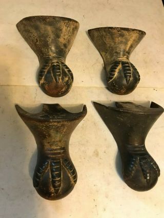 Set 4 Antique Shabby Victorian Cast Iron Ball Claw Feet Foot Talon Bathtub Legs
