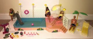 Vintage 1988 Barbie Beach Blast Pool & Patio Set - 1980s