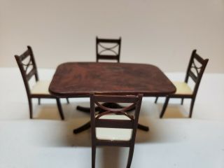 Renwal Vintage Miniature Dollhouse Furniture Dining Table And Chairs