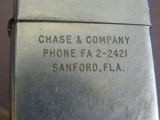 Vintage Zippo 1961 - Early Vietnam War Era - Rare " Chase & Company " (bank)