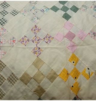 Antique Hand Stitched Quilt Top (nine Patch)