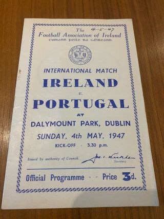 Rare 1947 Ireland V Portugal International Football Match Programme