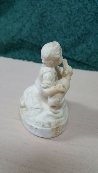 ANTIQUE 1870 ' s Looks like Copeland Parian Statue Boy With His Dog. 2