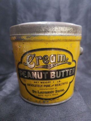 Antique Tin Peanut Butter Pail With Lid (empty) St.  Laurent Bros.