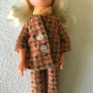 Vintage Uneeda Tiny Teens Doll Platinum Flip Checked Suit and Scarf 3