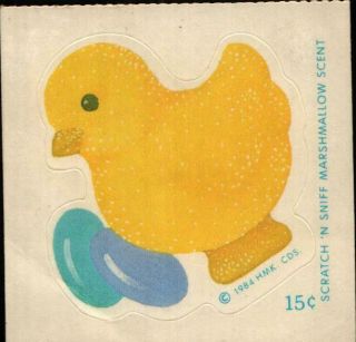 Rare Scratch & Sniff Sticker Hallmark Small Square Marshmallow Chick Easter Peep