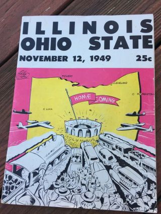 Rare Old Vintage 1949 Ohio State Buckeyes,  Illinois Football Game Nrmt Program