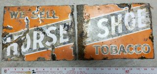Horse Shoe Tobacco Vintage Two - Sided Porcelain Sign - Extremely Rare