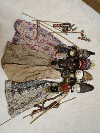 Four Antique Indonesian Wayaug Kulit Shadow Puppets