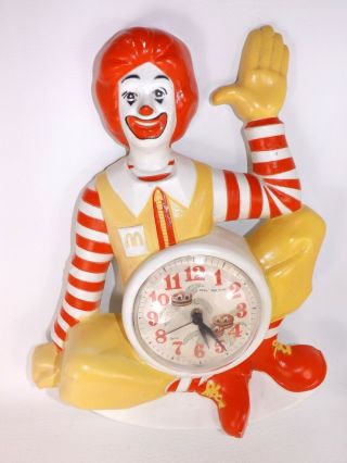 3 - D Ronald Mcdonald Clown Wall Clock Mcdonald’s Burwood Rare Vintage