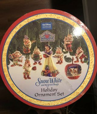Jim Shore Disney Snow White And The Seven Dwarfs Ornament 9 Pc Set Rare Apple