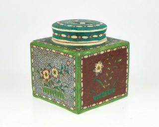 Antique Japanese Pottery Totai Cloisonne Porcelain Box And Cover Tea Caddy