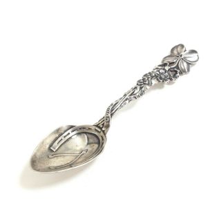 Hallmarked Sterling Silver 925 Good Luck Horseshoe Wishbone 4 Leaf Clover Spoon