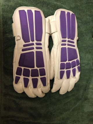 Vintage Swans Ski Racing Leather Gloves White Purple Large Rare Ladies