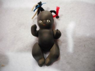 Antique Bisque Miniature Jointed Black Baby Doll.  Made In Japan.